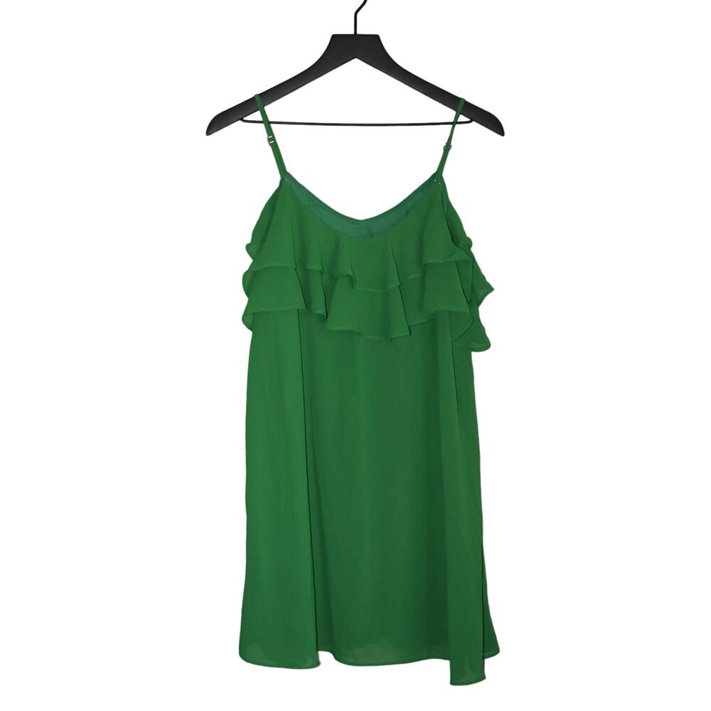 Lulus Chiffon Ruffle Mini Green Dress Size L - Picture 2 of 5